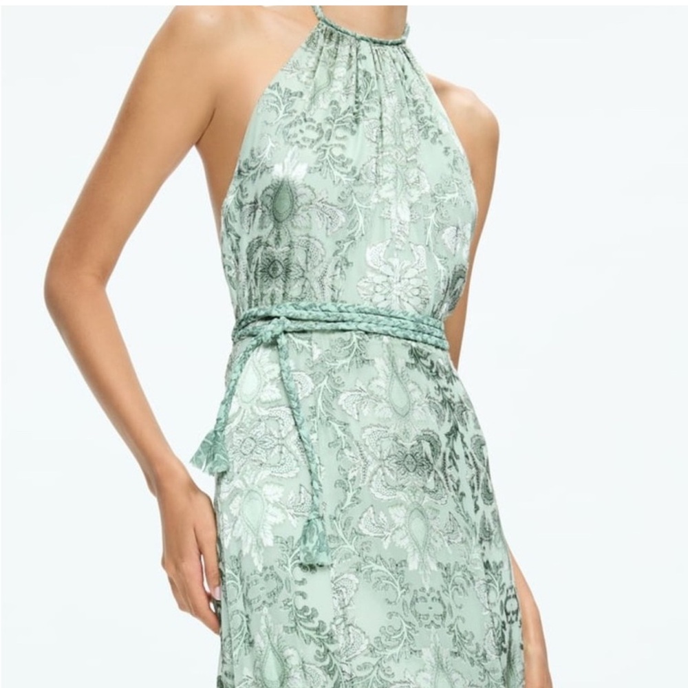 Alice + Olivia DANIKA HALTER MAXI DRESS WITH BELT